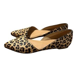 SOLD Zoe D'Orsay 7 Calf Hair Slip On Flats Pointed Toe Leopard Animal Print